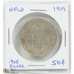NEWFOUNDLAND 1919 FIFTY CENTS.