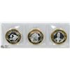 Image 1 : SET OF 3 - $10 VEGAS SILVER STRIKE GAMING TOKENS.