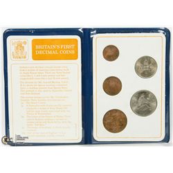 BRITAIN'S FIRST DECIMAL COINS PRESENTATION SET.