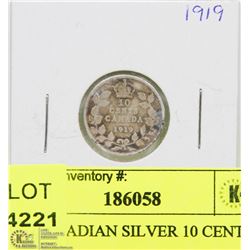 1919 CANADIAN SILVER 10 CENT COIN.