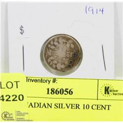 1914 CANADIAN SILVER 10 CENT COIN.