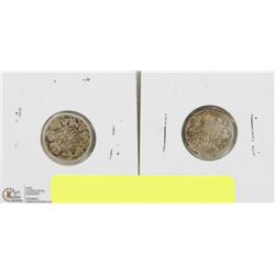 LOT OF TWO 1920S CANADIAN SILVER DIMES.