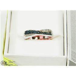 STERLING SILVER RHODIUM PLATED BLUE & WHITE