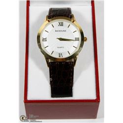 BAISHUN S QUARTZ WATCH GENUINE LEATHER STRAP.