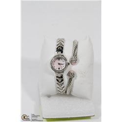 NEW 2PC PINK PEARL BRACELET & WATCH COMBO WITH