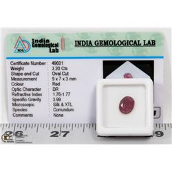 #57-NATURAL RED RUBY GEMSTONE 3.20CT