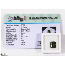 #41-NATURAL GREEN ZIRCON GEMSTONE 5.15CT