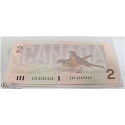 1986 CONSECUTIVE SERIAL NUMBER UNCIRCULATED $2