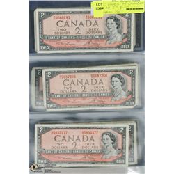 12 PAGE COLLECTION OF CANADIAN TWO DOLLAR BILLS