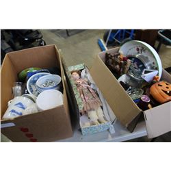 TWO BOXES OF EASTERN DISHES AND DECORATIVE ITEMS