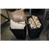 Image 1 : TWO BLACK HAMPERS WITH CUSHION CONTENTS