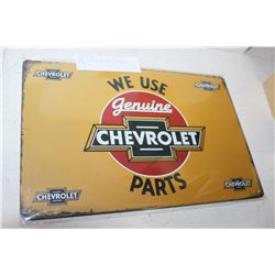 NEW TIN 8 X 12 INCH CHEVROLET SIGN