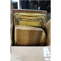 BOX OF WOODEN CUTTIONG BOARDS