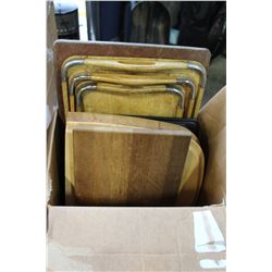 BOX OF WOODEN CUTTIONG BOARDS