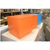 Image 2 : TWO ORANGE METAL STORAGE BOXES AND BLUE METAL STORAGE BOX