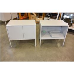 TWO SMALL GREY METAL CABINETS