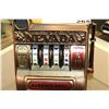 Image 2 : SMALL METAL AND OAK BANANZA BANK SLOT MACHINE