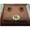 Image 2 : 10KT YELLOW GOLD GENUINE SAPPHIRE HEART EARRINGS WITH APPRAISEL $185.00