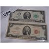 Image 1 : 2 USA $2 DOLLAR BILLS, RED AND GREEN SEALS