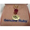 Image 2 : 10KT YELLOW GOLD GENUINE RUBY AND WHITE SAPPHIRE HEART PENDANT RETAIL $150.00