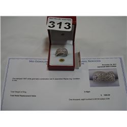 10KT WHITE GOLD FILIGREE RING WITH APPRAISEL $1800.00