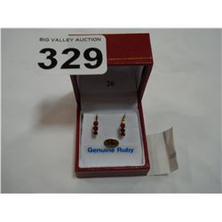 14KT YELLOW GOLD GENUINE RUBY EARRINGS RETAIL $600.00