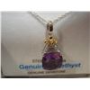 Image 2 : STERLING SILVER GENUINE AMETHYST AND DIAMOND PENDANT AND CHAIN WITH APPRAISEL $700.00