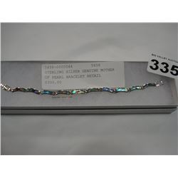 STERLING SILVER GENUINE MOTHER OF PEARL BRACELET RETAIL $300.00