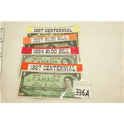 FOUR CANADIAN ONE DOLLAR BILLS