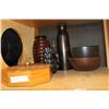 Image 1 : ESTATE WOODEN VASES AND BOWLS AND COVERED BOWL
