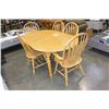 Image 1 : ROUND MAPLE DINING TABLE AND FOUR HOOPBACK CHAIRS AND LEAF