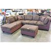 Image 1 : NEW MODERN 2 PIECE SECTIONAL WITH CHAISE, 2 TONE BRON MICROFIBRE COMFORTABLE SEATING, WITH THROW CUS