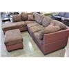 Image 2 : NEW MODERN 2 PIECE SECTIONAL WITH CHAISE, 2 TONE BRON MICROFIBRE COMFORTABLE SEATING, WITH THROW CUS