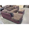 Image 3 : NEW MODERN 2 PIECE SECTIONAL WITH CHAISE, 2 TONE BRON MICROFIBRE COMFORTABLE SEATING, WITH THROW CUS