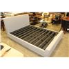 Image 1 : AS NEW QUEENSIZE GREY MODERN PLATFORM BEDFRAME WITH HYDARAULIC LIFT FOR UNDER STORAGE RETAIL $1899