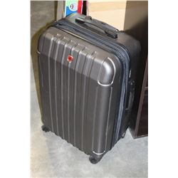 SWISS GEAR GREY HARD SIDE ROLLING TRAVEL SUITCASE