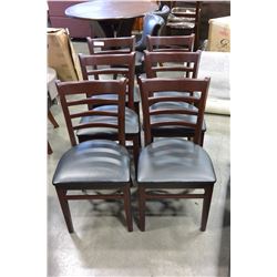 SIX LEATHER SEAT DINING CHAIRS