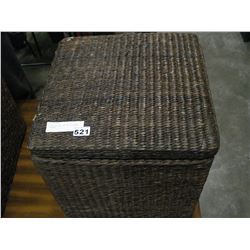 LIDDED WICKER BOX WITH WICKER CONTENTS