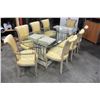 Image 1 : GLASSTOP PEDESTLE DINING TABLE AND 8 CHAIRS
