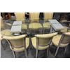Image 2 : GLASSTOP PEDESTLE DINING TABLE AND 8 CHAIRS