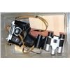 Image 2 : TOTE OF VINTAGE CAMERAS BINOCULARS AND VOLTMETER