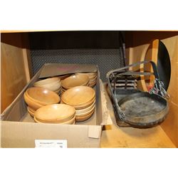 BOX OF WOODEN BOWLS