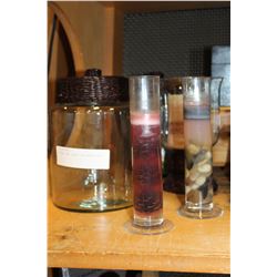 WICKER AND GLASS DECORATOR LOT