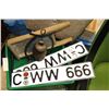 Image 1 : PAIR OF FOREIGN LICENCE PLATES WASH BOARD AND BELL GONG