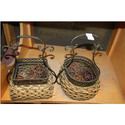 TWO IRON METAL DECORATOR BASKETS