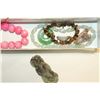 Image 2 : TRAY OF JADE AND STONE JEWELLRY