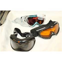 THREE PAIR OF SNOW GOGGLES