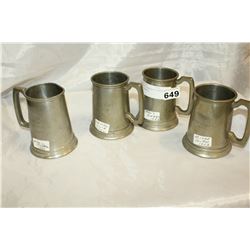 FOUR 1950S BADMINTON PEWTER TROPHY TANKARDS