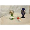 Image 1 : PAINTED VASE AND MUSICAL GLASS AND ROYAL BAVARIA PERFUME AND LIDDED DISH