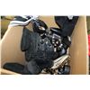 Image 3 : BOX OF PURSES SHOES JACKET ETC